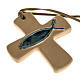 Croce ceramica artistica beige pesce verde s1
