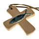 Krzyż z ceramiki artystycznej beżowej ryba zielona s1