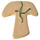 Croix tau ivoire avec colombe verte céramique s1