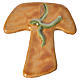 Pottery brown tau cross with green dove. s1