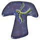 Pottery blue tau cross with green dove. s1