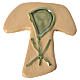 Pottery tau cross with green Chi-Rho. s1