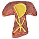 Pottery red tau cross with yellow Chi-Rho. s1