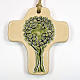 Croix arbre de la vie en céramique ivoire et vert s1