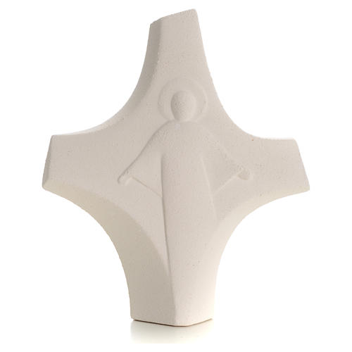 Cross for table with Resurrected Christ in fire clay 1