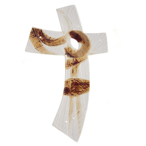 Croix blanche stylisée céramique 1