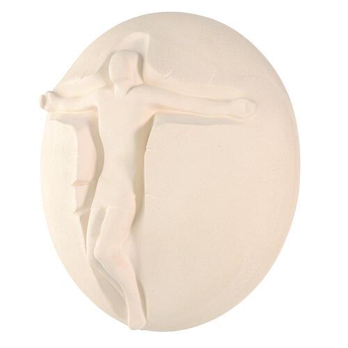 Crucifix, Jesus and bread, white clay, 10 in 2