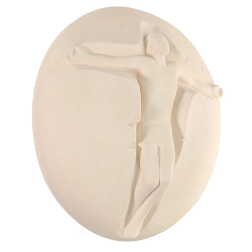 Crucifix, Jesus and bread, white clay, 10 in 3
