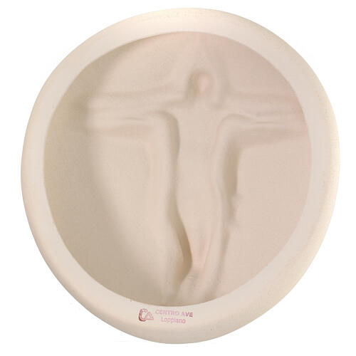 Crucifix, Jesus and bread, white clay, 10 in 4