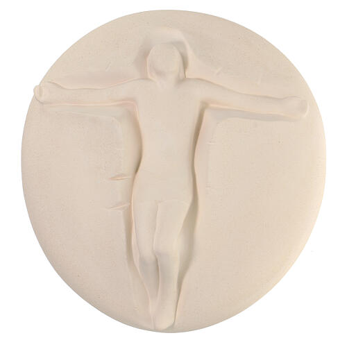 Crucifix Jésus pain argile blanche 25 cm 1