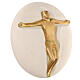 Crucifix, Jesus and bread, white and gold clay, 10 in s3