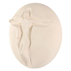 Crucifix, Jesus and bread, white clay, 6 in