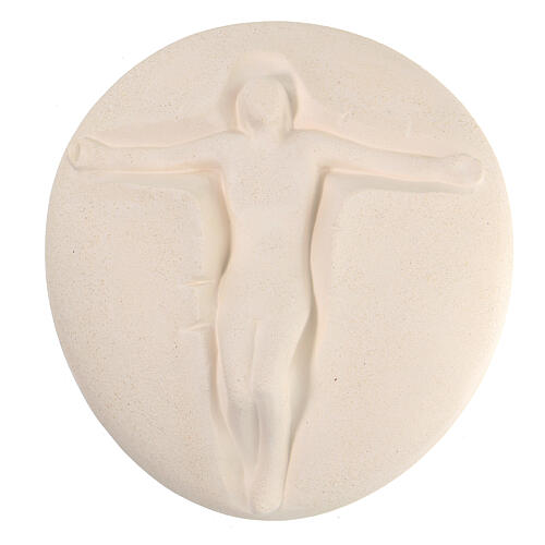 Crucifix, Jesus and bread, white clay, 6 in 1