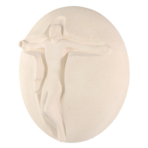Crucifix, Jesus and bread, white clay, 6 in 2