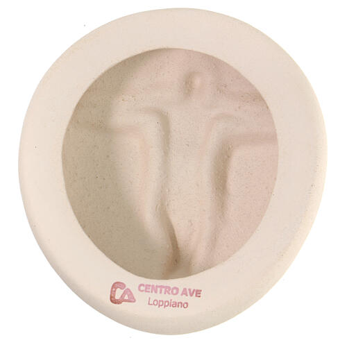 Crucifix, Jesus and bread, white clay, 6 in 4