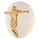 Crucifixo Jesus ouro pão argila branca 15 cm s2