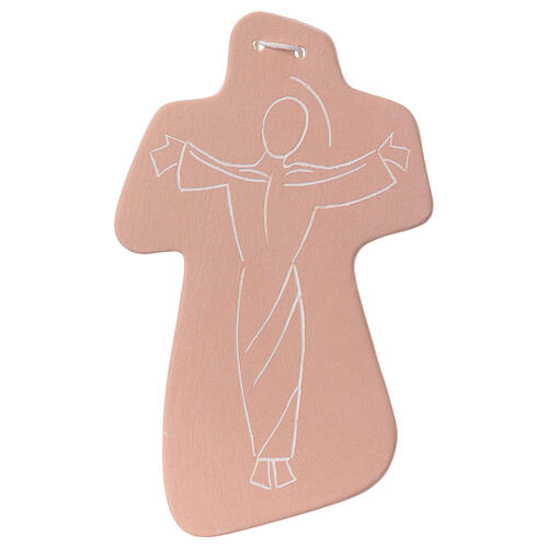 Cruz silhueta Cristo terracota cor de pêssego Centro Ave 15x10 cm 1