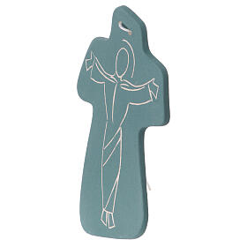 Silhouette Christ sur la croix terre cuite verte Centre Ave 15x10 cm
