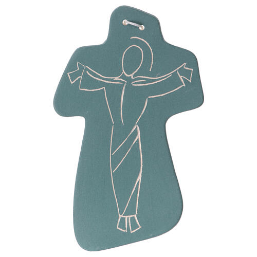 Silhouette Christ sur la croix terre cuite verte Centre Ave 15x10 cm 1