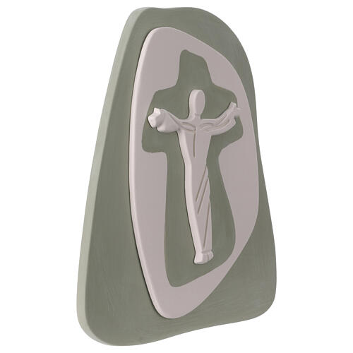 Crocefisso a parete silhouette Cristo color salvia Centro Ave 21x17 cm 3