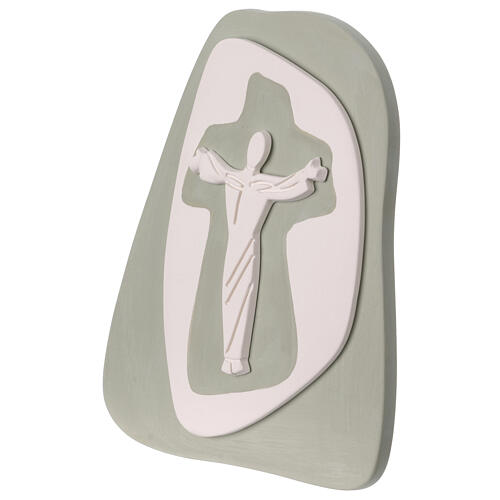 Crucifixo de parede silhueta Cristo verde-sálvia Centro Ave 21x17 cm 2