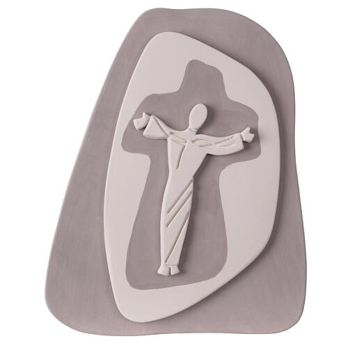 Crucifix bas-relief, dove-coloured terracotta, Centro Ave, 8x7 in 1