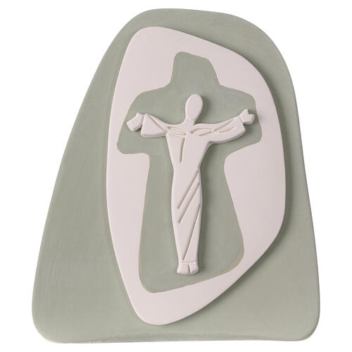 Cristo borde estilizado crucifijo mesa terracota salvia Centro Ave 20x20 cm 1