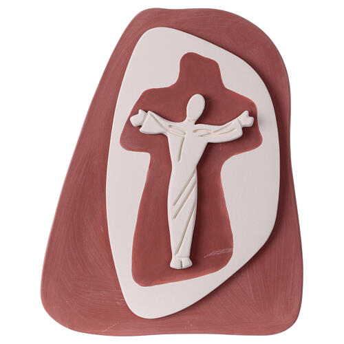 Stilisierter Christus an Wandkreuz in brauner Farbe Centro Ave 20x20 cm 1
