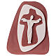 Stylised hanging crucifix, burgundy bas-relief, Centro Ave, 8x8 in s1