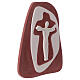 Stylised hanging crucifix, burgundy bas-relief, Centro Ave, 8x8 in s3