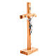 Crucifix bois d'olivier croix courbée avec base s3