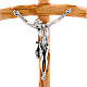 Crucifix bois d'olivier croix courbée avec base s4