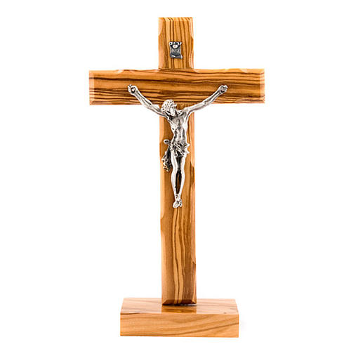 Crucifijo de olivo cruz recta base 1