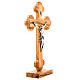 Crucifix en bois d'olivier, croix fleurs s2
