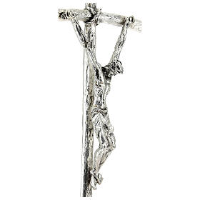 Crucifijo pastoral Juan Pablo II metal plateado con base