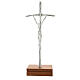 Crucifix de table image Jean Paul II avec base, métal argent&ea s5