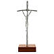 Crucifix de table image Jean Paul II avec base, métal argent&ea s6