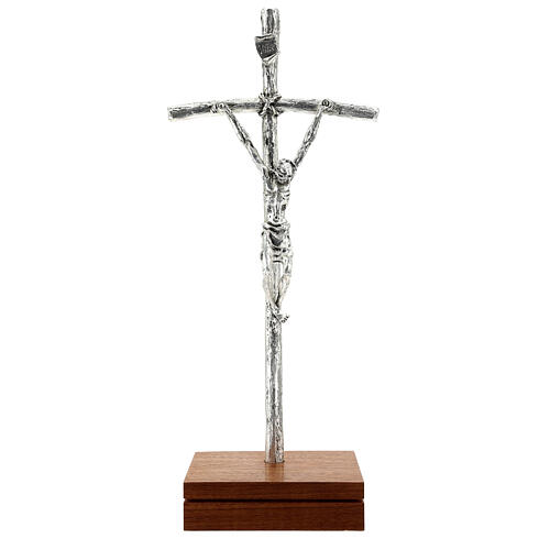 Pastoral Crucifix John Paul II silver plated with base. 1