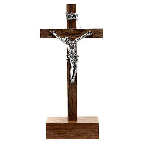 Straight Crucifix in wood with base 12,5 x 6 cm