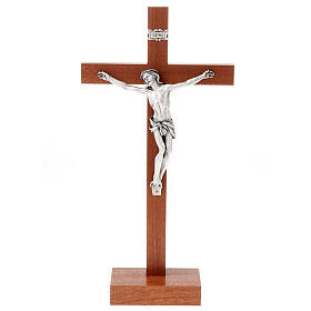 Crucifixo madeira de mogno com base