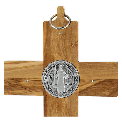 Crucifix St. Benoît bois d'olivier pour table ou mur 5