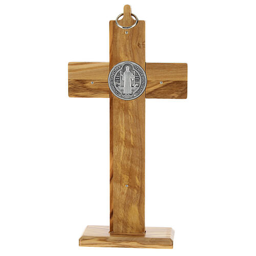 GTBITALY 10.022.91 Croix de Saint Benoît en bois dolivier avec anneau Mesure 8 cm 