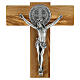 Crucifix St. Benoît bois d'olivier pour table ou mur s2