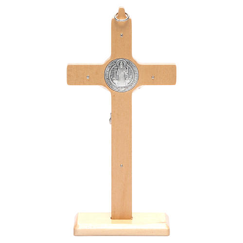 Crucifix St. Benoît bois naturel pour table ou mur 4