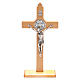 Crucifixo São Bento madeira natural de mesa ou de parede s1