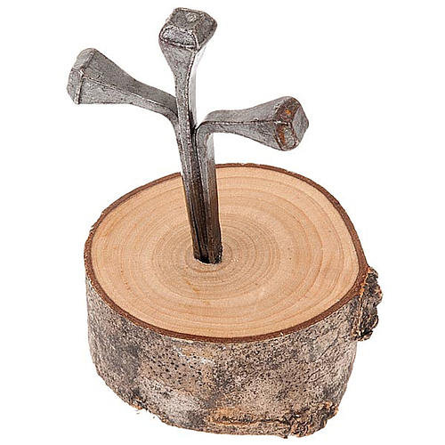 Croce Medjugorje metallo base legno 2