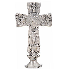 Crucifix, silver table cross with Burial, Resurrection and Ascen