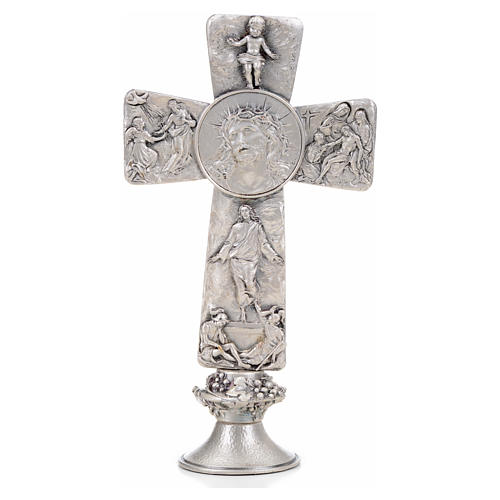 Crucifix, silver table cross with Burial, Resurrection and Ascen 5