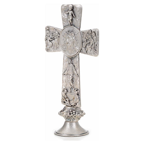 Krzyż na stół posrebrzany obrzki zdjęcie z krzyża zmartwychwstanie wniebowstąpienie 6