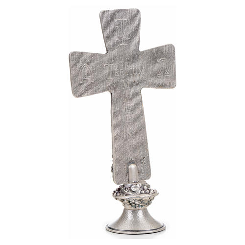 Cruz de mesa prateada imagens sepultamento ressurreição ascensão 7